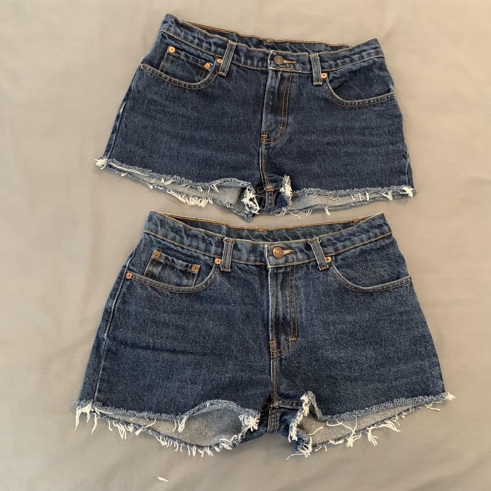 Jordache Shorts Juniors 9/10 Blue Denim Cutoff Frayed Hem Raw Edge Lot‎ Of 2